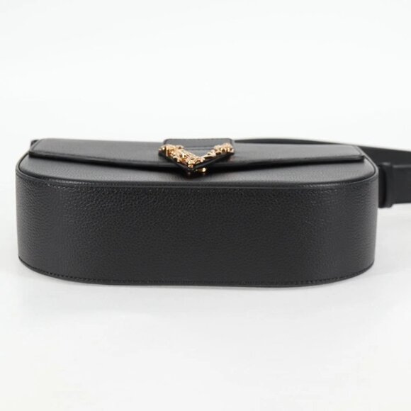 VERSACE Shoulder Bag Leather Black Gold Auth 118818A - Picture 8 of 13